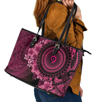 Vanuatu Leather Tote Bag Hibisus Polynesian Pattern Pink LT14 - Polynesian Pride