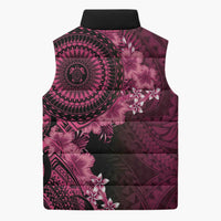 Vanuatu Sleeveless Puffer Jacket Hibisus Polynesian Pattern Pink LT14 - Polynesian Pride