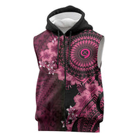 Vanuatu Sleeveless Zip Hoodie Hibisus Polynesian Pattern Pink LT14 Pink - Polynesian Pride