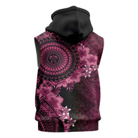 Vanuatu Sleeveless Zip Hoodie Hibisus Polynesian Pattern Pink LT14 - Polynesian Pride
