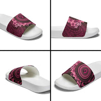 Vanuatu Slide Sandals Hibisus Polynesian Pattern Pink - Polynesian Pride