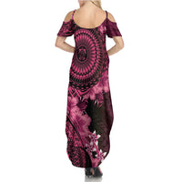 Vanuatu Summer Maxi Dress Hibisus Polynesian Pattern Pink - Polynesian Pride