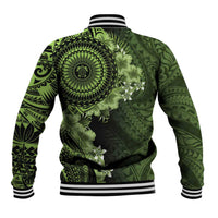 Vanuatu Baseball Jacket Hibisus Polynesian Pattern Green LT14 - Polynesian Pride