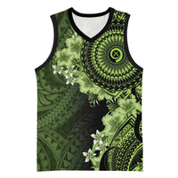 Vanuatu Basketball Jersey Hibisus Polynesian Pattern Green LT14 Unisex Green - Polynesian Pride