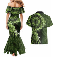 Vanuatu Couples Matching Mermaid Dress and Hawaiian Shirt Hibisus Polynesian Pattern Green LT14 - Polynesian Pride