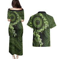 Vanuatu Couples Matching Puletasi and Hawaiian Shirt Hibisus Polynesian Pattern Green LT14 - Polynesian Pride