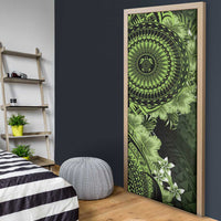 Vanuatu Door Cover Hibisus Polynesian Pattern Green LT14 - Polynesian Pride