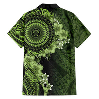 Vanuatu Family Matching Off Shoulder Maxi Dress and Hawaiian Shirt Hibisus Polynesian Pattern Green LT14 - Polynesian Pride
