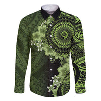 Vanuatu Family Matching Summer Maxi Dress and Hawaiian Shirt Hibisus Polynesian Pattern Green LT14 Dad's Shirt - Long Sleeve Green - Polynesian Pride