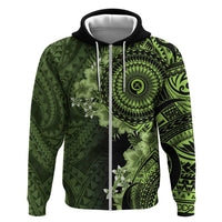 Vanuatu Hoodie Hibisus Polynesian Pattern Green - Polynesian Pride