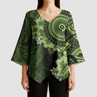 Vanuatu Kimono Sleeve Blouse Hibisus Polynesian Pattern Green LT14 - Polynesian Pride