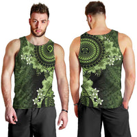 Vanuatu Men Tank Top Hibisus Polynesian Pattern Green LT14 - Polynesian Pride