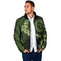 Vanuatu Padded Jacket Hibisus Polynesian Pattern Green LT14 - Polynesian Pride