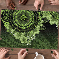 Vanuatu Puzzle Hibisus Polynesian Pattern Green LT14 - Polynesian Pride