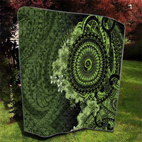Vanuatu Quilt Hibisus Polynesian Pattern Green - Polynesian Pride