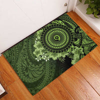 Vanuatu Rubber Doormat Hibisus Polynesian Pattern Green LT14 - Polynesian Pride