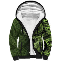 Vanuatu Sherpa Hoodie Hibisus Polynesian Pattern Green LT14 Unisex Green - Polynesian Pride