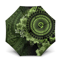 Vanuatu Umbrella Hibisus Polynesian Pattern Green LT14 One Size Folded 11.42 inch Opened Diameter 37.4 inch Green - Polynesian Pride