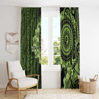 Vanuatu Window Curtain Hibisus Polynesian Pattern Green - Polynesian Pride