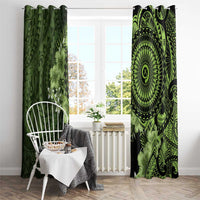 Vanuatu Window Curtain Hibisus Polynesian Pattern Green - Polynesian Pride