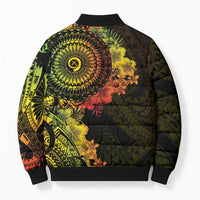 Vanuatu Bomber Puffer Jacket Hibisus Polynesian Pattern Reggae LT14 - Polynesian Pride