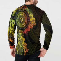 Vanuatu Button Sweatshirt Hibisus Polynesian Pattern Reggae LT14 - Polynesian Pride