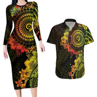 Vanuatu Couples Matching Long Sleeve Bodycon Dress and Hawaiian Shirt Hibisus Polynesian Pattern Reggae LT14 Reggae - Polynesian Pride