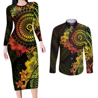 Vanuatu Couples Matching Long Sleeve Bodycon Dress and Long Sleeve Button Shirt Hibisus Polynesian Pattern Reggae LT14 Reggae - Polynesian Pride