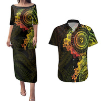 Vanuatu Couples Matching Puletasi and Hawaiian Shirt Hibisus Polynesian Pattern Reggae LT14 Reggae - Polynesian Pride