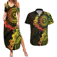 Vanuatu Couples Matching Summer Maxi Dress and Hawaiian Shirt Hibisus Polynesian Pattern Reggae LT14 Reggae - Polynesian Pride