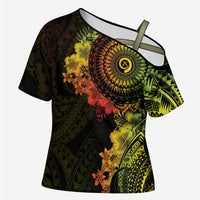 Vanuatu Cross Shoulder Shirt Hibisus Polynesian Pattern Reggae LT14 Female Reggae - Polynesian Pride