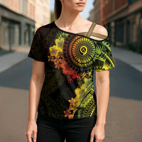 Vanuatu Cross Shoulder Shirt Hibisus Polynesian Pattern Reggae LT14 - Polynesian Pride