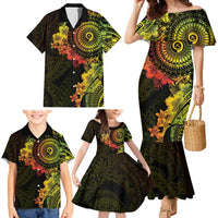 Vanuatu Family Matching Mermaid Dress and Hawaiian Shirt Hibisus Polynesian Pattern Reggae LT14 - Polynesian Pride