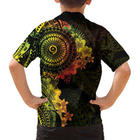 Vanuatu Family Matching Off Shoulder Maxi Dress and Hawaiian Shirt Hibisus Polynesian Pattern Reggae LT14 - Polynesian Pride