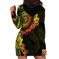 Vanuatu Hoodie Dress Hibisus Polynesian Pattern Reggae - Polynesian Pride