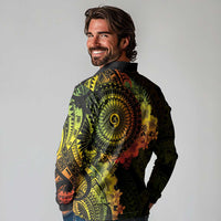 Vanuatu Long Sleeve Polo Shirt Hibisus Polynesian Pattern Reggae - Polynesian Pride