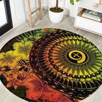 Vanuatu Round Carpet Hibisus Polynesian Pattern Reggae - Polynesian Pride