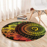 Vanuatu Round Carpet Hibisus Polynesian Pattern Reggae - Polynesian Pride