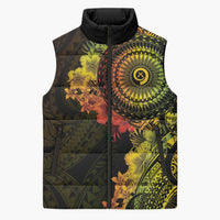 Vanuatu Sleeveless Puffer Jacket Hibisus Polynesian Pattern Reggae LT14 Unisex Reggae - Polynesian Pride