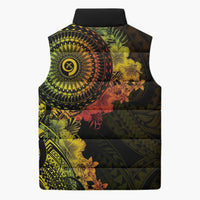 Vanuatu Sleeveless Puffer Jacket Hibisus Polynesian Pattern Reggae LT14 - Polynesian Pride