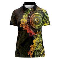 Vanuatu Women Polo Shirt Hibisus Polynesian Pattern Reggae - Polynesian Pride
