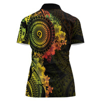 Vanuatu Women Polo Shirt Hibisus Polynesian Pattern Reggae - Polynesian Pride