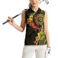 Vanuatu Women Sleeveless Polo Shirt Hibisus Polynesian Pattern Reggae LT14 - Polynesian Pride