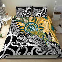 New Zealand Australia Rugby Bedding Set Wallabies Aboriginal All Black Maori Tiki Together - Polynesian Pride