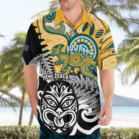 New Zealand Australia Rugby Custom Hawaiian Shirt Wallabies Aboriginal All Black Maori Tiki Together - Polynesian Pride