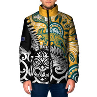 New Zealand Australia Rugby Custom Padded Jacket Wallabies Aboriginal All Black Maori Tiki Together - Polynesian Pride