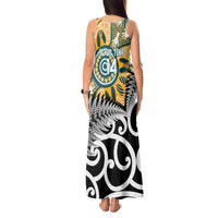 New Zealand Australia Rugby Custom Tank Maxi Dress Wallabies Aboriginal All Black Maori Tiki Together - Polynesian Pride