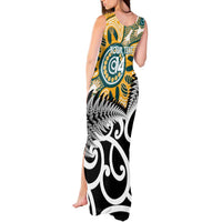 New Zealand Australia Rugby Custom Tank Maxi Dress Wallabies Aboriginal All Black Maori Tiki Together - Polynesian Pride