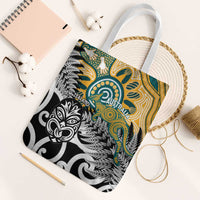 New Zealand Australia Rugby Tote Bag Wallabies Aboriginal All Black Maori Tiki Together - Polynesian Pride