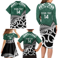 New Zealand South Africa Rugby Custom Family Matching Long Sleeve Bodycon Dress and Hawaiian Shirt Springboks Kente All Black Maori Together - Polynesian Pride